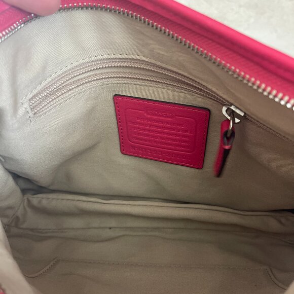 COACH Legacy Leather Double Gusset Hobo Crossbody #26601 Pink Scarlet - Picture 10 of 13